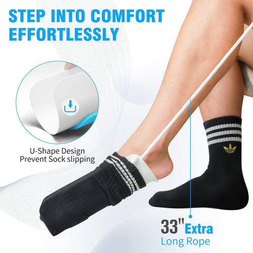 Kekoy 3Pcs Sock Aid, Dressing Aid Kit, Sock Helper, Long Handle Shoe Horn, Button Hook, Sock Puller Aid Easy on and off, Sock Aid Device for Seniors, Hip Knee Replacement Kit EasyOptionXY LLC