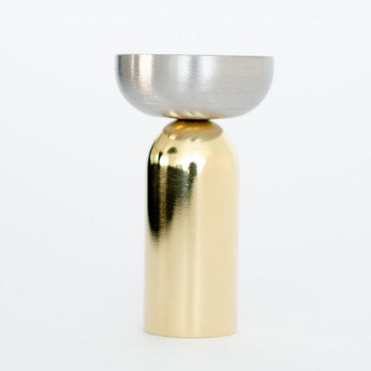 Brass and Nickel "Pedestal Bowl" Round Wall Hook