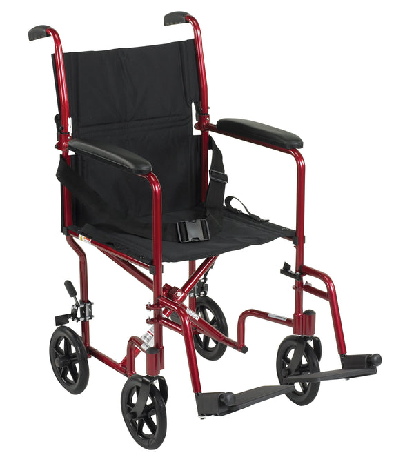 Lightweight Transport Wheelchair, 19" Seat, Red RIO Medical Supplies