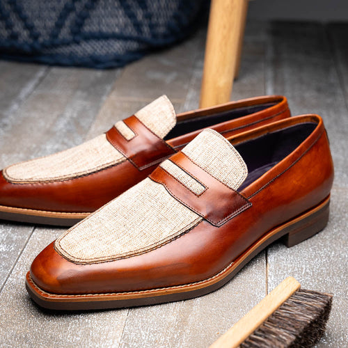 Zelli Italia 15-733-CGN Lago Italian Calfskin Slip On Loafer Cognac