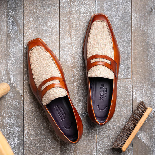 Zelli Italia 15-733-CGN Lago Italian Calfskin Slip On Loafer Cognac