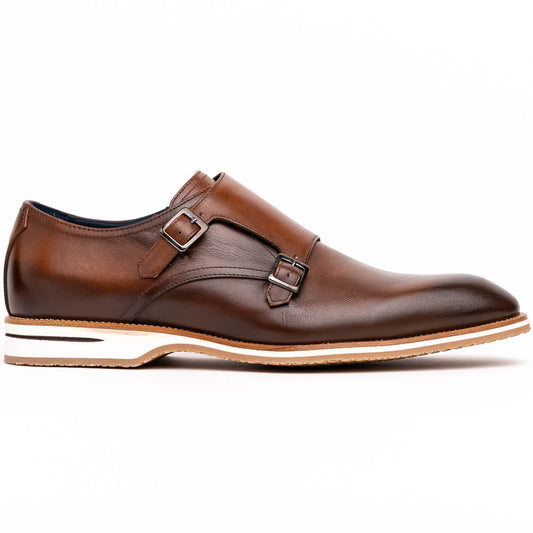 Zelli Italia 55-103-BRN LEGERRA Hand Burnished Italian Calfskin Monkstrap, Brown