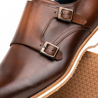 Zelli Italia 55-103-BRN LEGERRA Hand Burnished Italian Calfskin Monkstrap, Brown