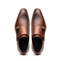 Zelli Italia 55-103-BRN LEGERRA Hand Burnished Italian Calfskin Monkstrap, Brown