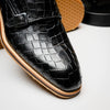 Zelli Italia 55-112-BLK LEGERRA Hand Burnished Crocodile Print Monkstrap Black