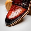 Zelli Italia 55-112-CGN LEGERRA Hand Burnished Crocodile Print Monkstrap Cognac