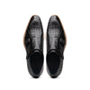 Zelli Italia 55-112-BLK LEGERRA Hand Burnished Crocodile Print Monkstrap Black