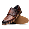 Zelli Italia 55-112-CGN LEGERRA Hand Burnished Crocodile Print Monkstrap Cognac