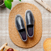 Zelli Italia 11-603-GRY BENE Sueded Italian Goatskin & Crocodile Loafer Grey