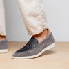 Zelli Italia 11-603-GRY BENE Sueded Italian Goatskin & Crocodile Loafer Grey