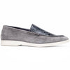 Zelli Italia 11-603-GRY BENE Sueded Italian Goatskin & Crocodile Loafer Grey