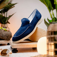 Zelli Italia 16-621-NVY LIVORNO Sueded Italian Goatskin Loafer Navy