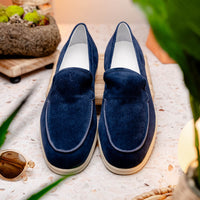 Zelli Italia 16-621-NVY LIVORNO Sueded Italian Goatskin Loafer Navy