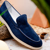 Zelli Italia 16-621-NVY LIVORNO Sueded Italian Goatskin Loafer Navy