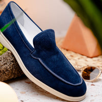 Zelli Italia 16-621-NVY LIVORNO Sueded Italian Goatskin Loafer Navy