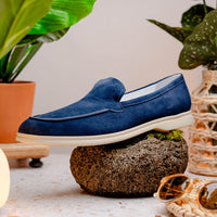 Zelli Italia 16-621-NVY LIVORNO Sueded Italian Goatskin Loafer Navy