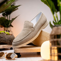 Zelli Italia 16-621-BON LIVORNO Sueded Italian Goatskin Loafer Bone
