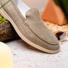 Zelli Italia 16-621-BON LIVORNO Sueded Italian Goatskin Loafer Bone