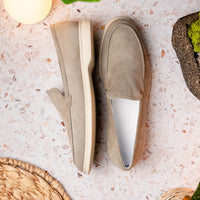 Zelli Italia 16-621-BON LIVORNO Sueded Italian Goatskin Loafer Bone