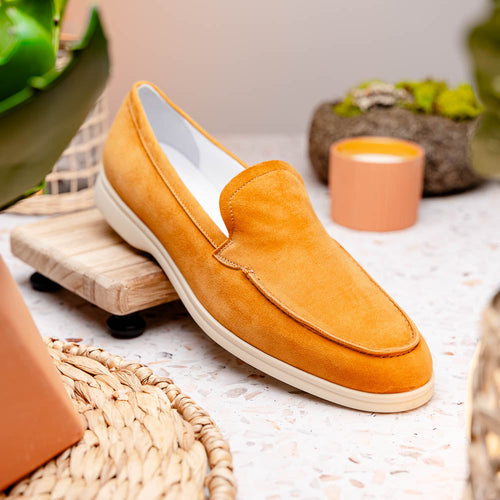 Zelli Italia 16-621-CGN LIVORNO Sueded Italian Goatskin Loafer Cognac