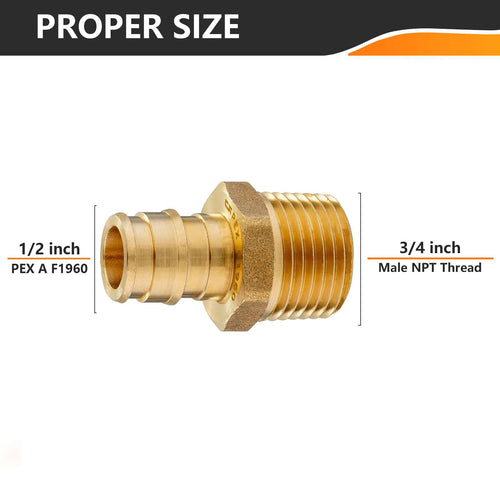 PEX A Expansion 1/2" PEX x 3/4" Male Threaded F1960 Adapter (Lead Free) Plumbingsell