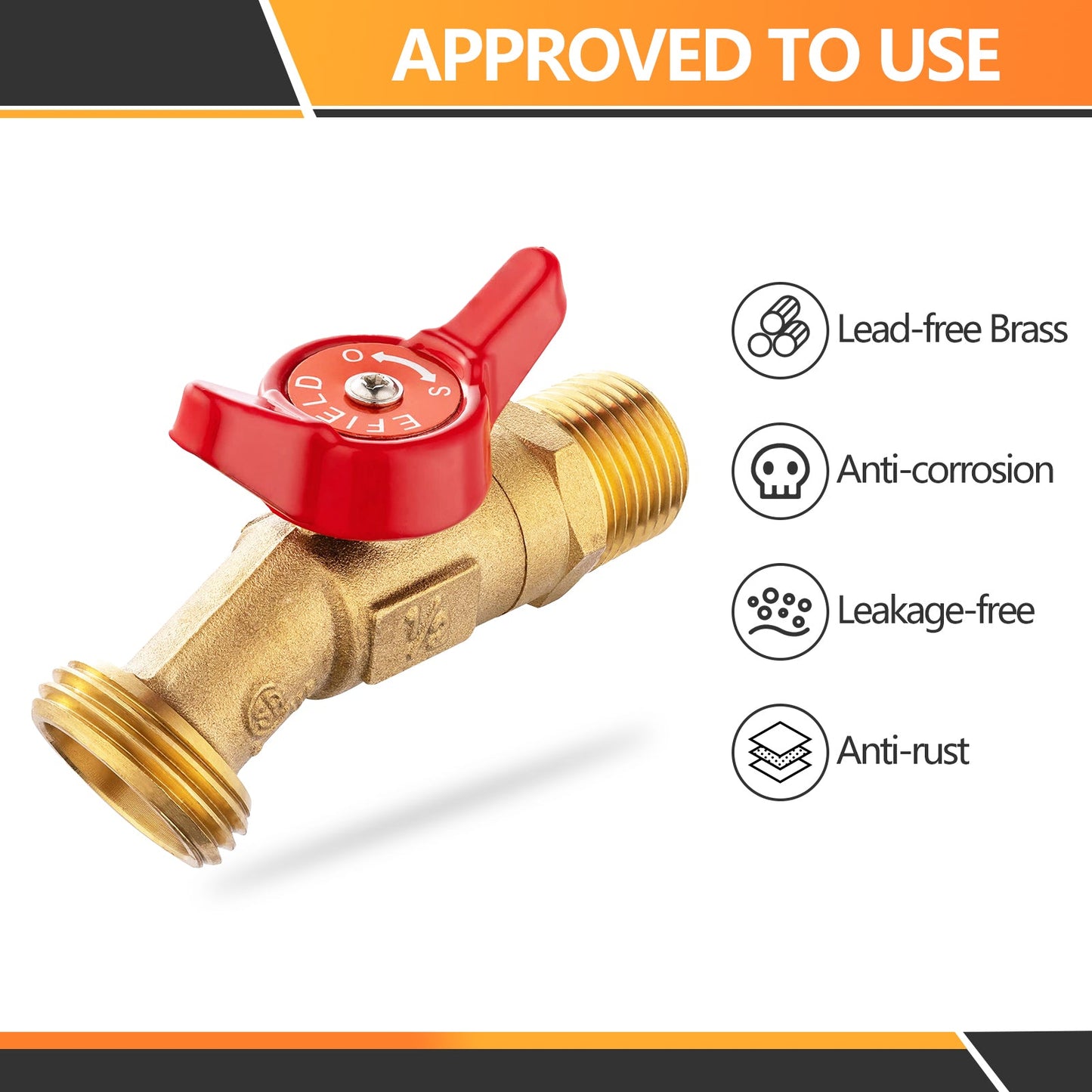 1/2" Hose Boiler Drain Angle, 1/4 Turn