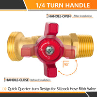 1/2" Hose Boiler Drain Angle, 1/4 Turn