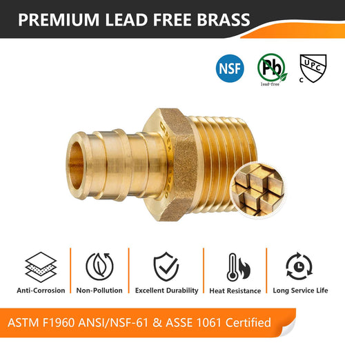 PEX A Expansion 1/2" PEX x 3/4" Male Threaded F1960 Adapter (Lead Free) Plumbingsell