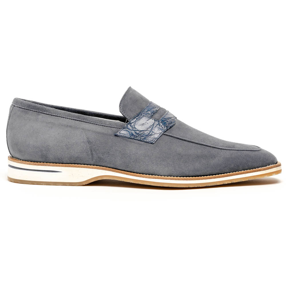 Zelli Italia 11-020-GRY MEO 3 Sueded Goatskin Penny Loafer, Gray