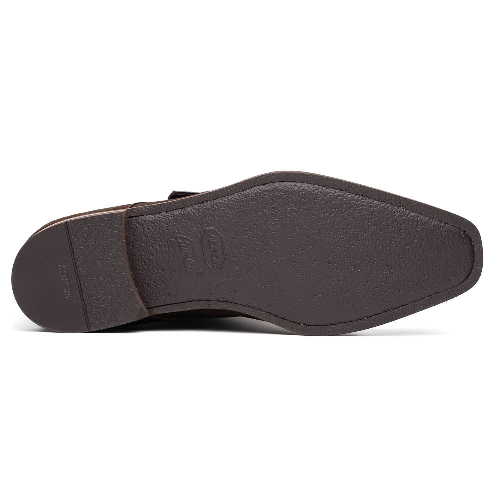 Zelli Italia 56-110-DBR Hebilla Monk Strap Italian Suede Calfskin Dark Brown