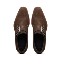 Zelli Italia 56-110-DBR Hebilla Monk Strap Italian Suede Calfskin Dark Brown