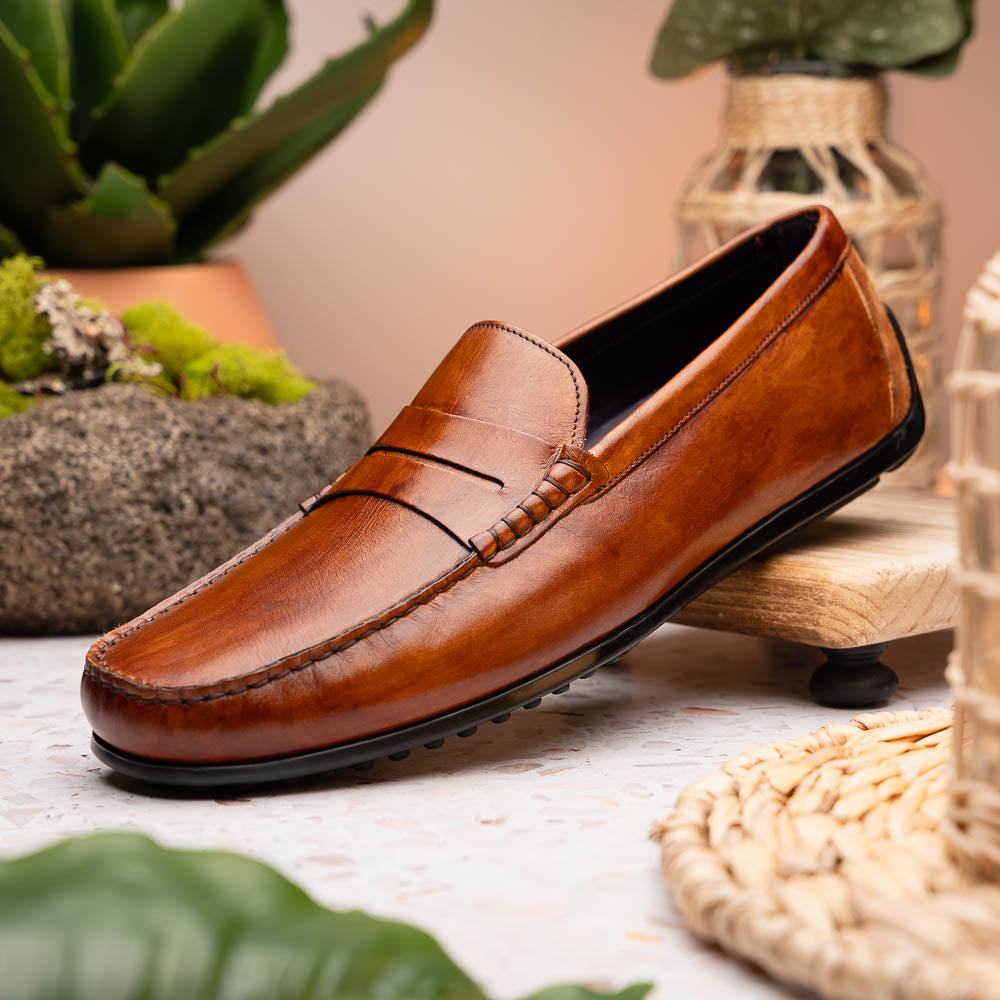 Zelli Italia 35-115-CGN MONZA Hand Burnished Italian Calfskin Driving Loafers