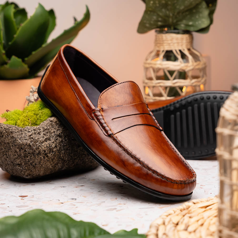 Zelli Italia 35-115-CGN MONZA Hand Burnished Italian Calfskin Driving Loafers