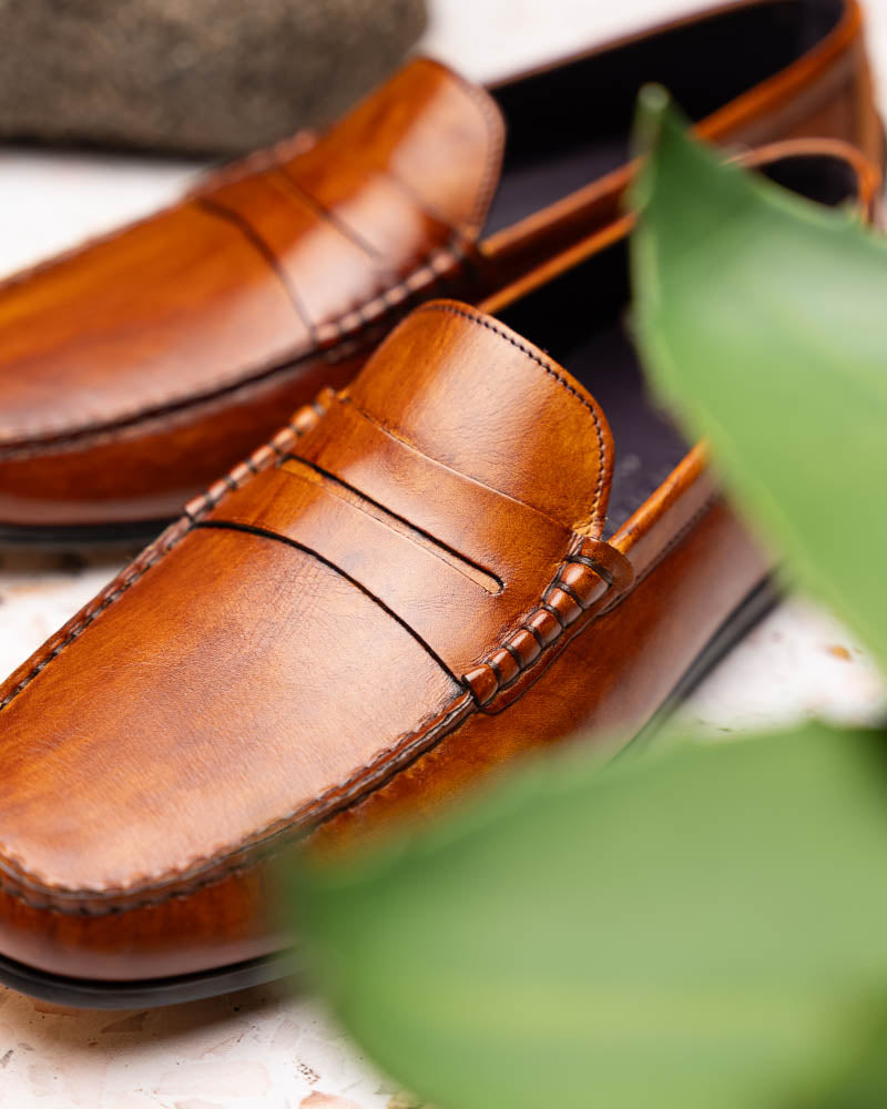 Zelli Italia 35-115-CGN MONZA Hand Burnished Italian Calfskin Driving Loafers