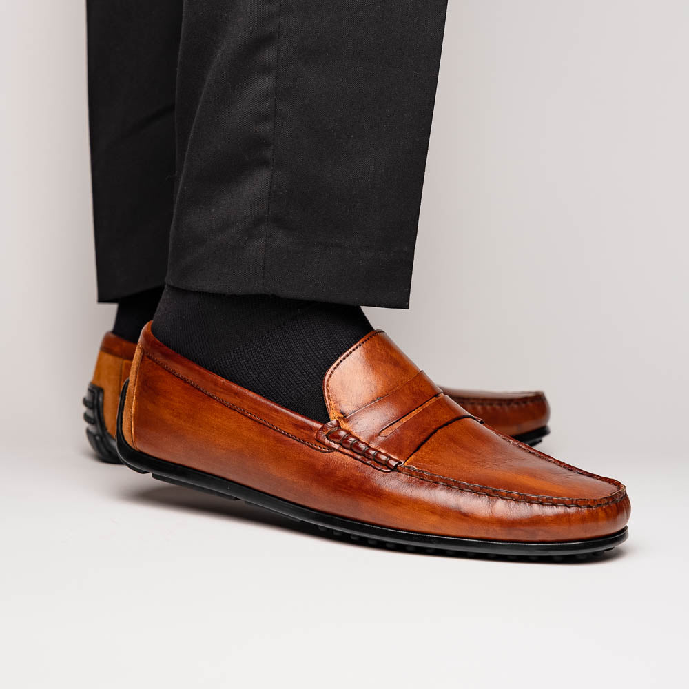 Zelli Italia 35-115-CGN MONZA Hand Burnished Italian Calfskin Driving Loafers