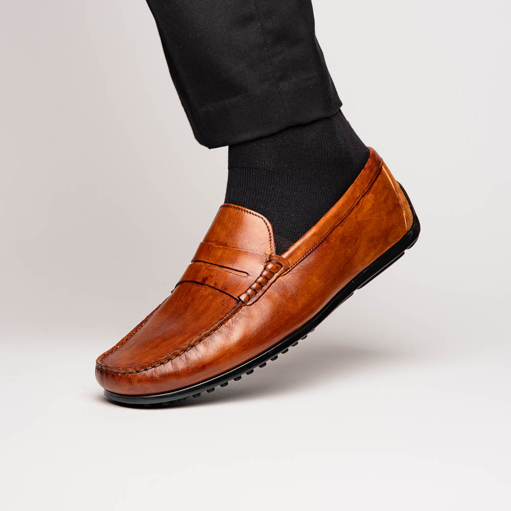 Zelli Italia 35-115-CGN MONZA Hand Burnished Italian Calfskin Driving Loafers