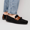 Zelli Italia 36-300-BLK MONZA Sueded Italian Calfskin Driver Black / Chestnut