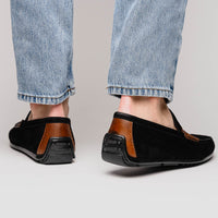 Zelli Italia 36-300-BLK MONZA Sueded Italian Calfskin Driver Black / Chestnut