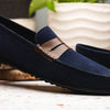 Zelli Italia 36-300-NVY MONZA Sueded Italian Calfskin Driver Navy / Chestnut