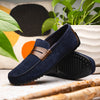 Zelli Italia 36-300-NVY MONZA Sueded Italian Calfskin Driver Navy / Chestnut