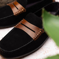 Zelli Italia 36-300-BLK MONZA Sueded Italian Calfskin Driver Black / Chestnut