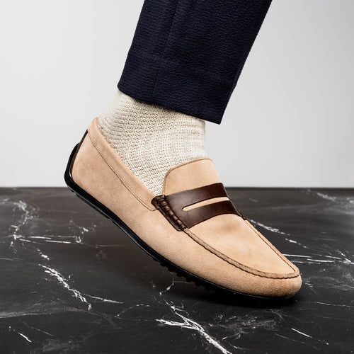 Zelli Italia 36-300-BON MONZA Sueded Italian Calfskin Driver Bone / Chestnut