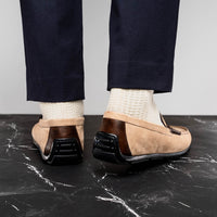 Zelli Italia 36-300-BON MONZA Sueded Italian Calfskin Driver Bone / Chestnut