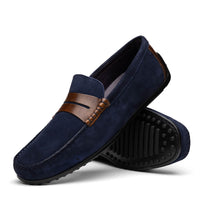 Zelli Italia 36-300-NVY MONZA Sueded Italian Calfskin Driver Navy / Chestnut