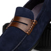 Zelli Italia 36-300-NVY MONZA Sueded Italian Calfskin Driver Navy / Chestnut
