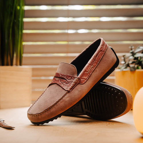 Zelli Italia 31-160-CDY MONZA Sueded Calfskin with Crocodile Driver Candy