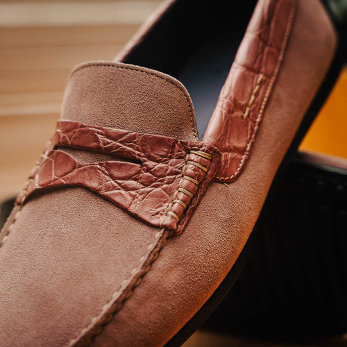 Zelli Italia 31-160-CDY MONZA Sueded Calfskin with Crocodile Driver Candy