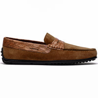 Zelli Italia 31-160-CGN MONZA Sueded Calfskin with Crocodile Driver, Cognac