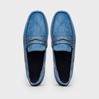 Zelli Italia 31-160-DNM MONZA Sueded Calfskin with Crocodile Driver Denim