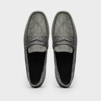 Zelli Italia 31-160-GRY MONZA Sueded Calfskin with Crocodile Driver, Grey